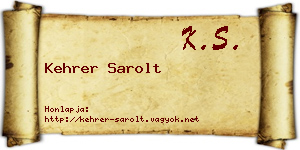 Kehrer Sarolt névjegykártya